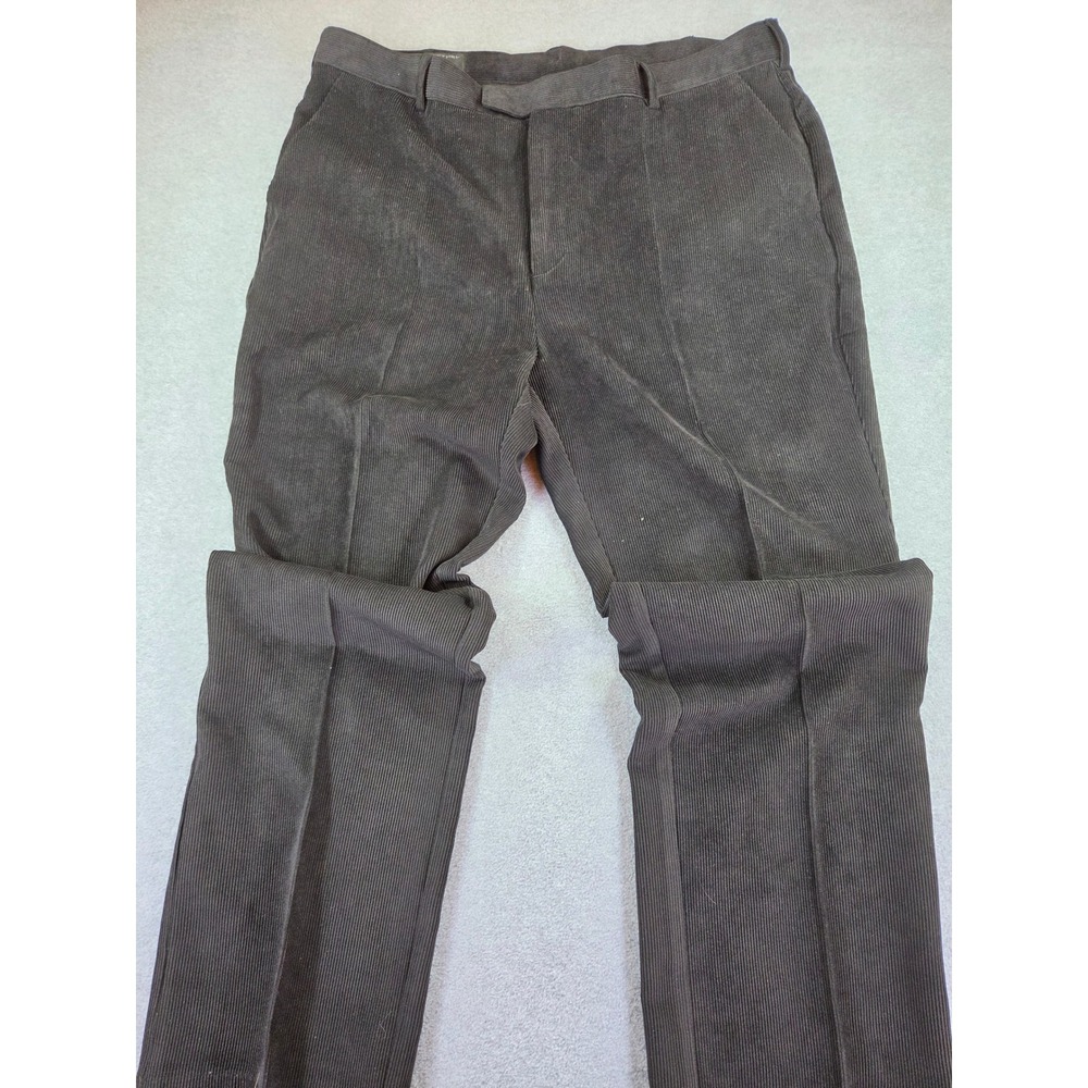 Henry Grethel Design Mens Corduroy 42x32 Dark Brown Wide Wale Dress Trousers